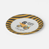 6th birthday boy construction theme papieren bordje (Gekanteld)