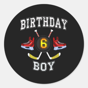 6th Birthday Boy - IJshockey 6 jaar oud kind Ronde Sticker