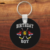 6th Birthday Boy - IJshockey 6 jaar oud kind Sleutelhanger (Voorkant)