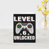 6th Birthday Boy Level 6 Unlocked Video Gamer 6 Ye Kaart (Gele Bloem)
