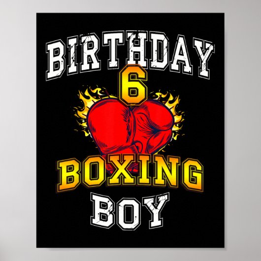6th Birthday Boy Shirt - Boxing 6 Years Old Kid  Poster (Voorkant)