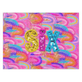 6th Birthday Bright Rainbow Gold Glitter Tafelkleed (Voorkant (Horizontaal))