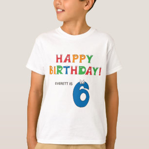 6th Birthday Colorful Alphabet met naam Kind T-shirt