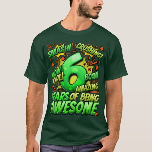6th Birthday Comic Style Awesome Since 2017 6 Year T-shirt (Voorkant)