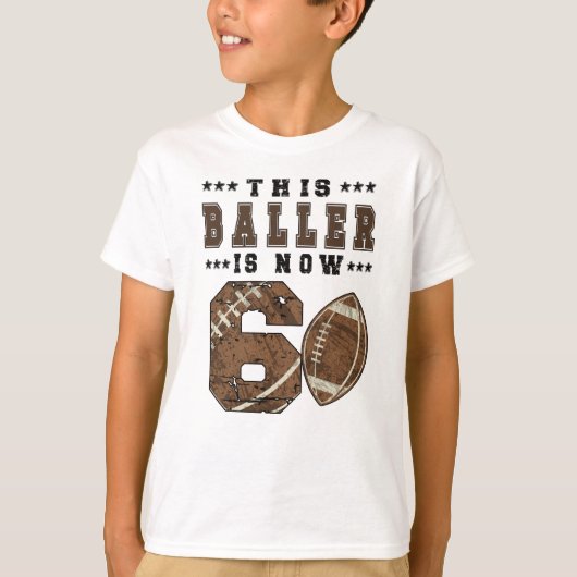6th Birthday Gift Football Player 6 Year Old Boy T-shirt (Voorkant)