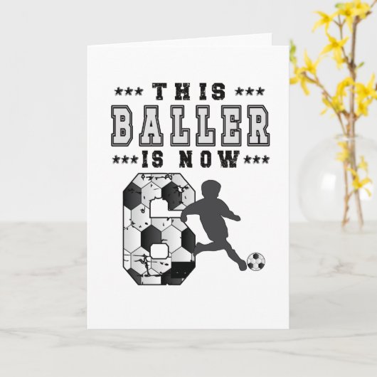 6th Birthday Gift Soccer Player 6 Year Old Boy Kaart (Gele Bloem)