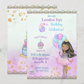 6th Birthday Girl Princess African American Kaart (Voorkant / Achterkant)