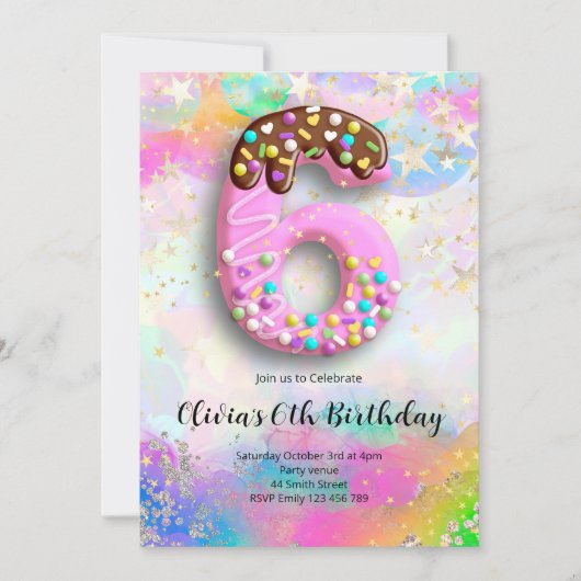 6th Birthday Girls Invitation Kaart (Voorkant)