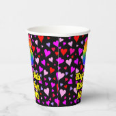 6th Birthday: Loving Hearts Pattern, Rainbow 6 Papieren Bekers (Rechts)