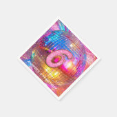 6th Birthday Party Gold Pink Glitter Disco Ball Servet (Hoek)