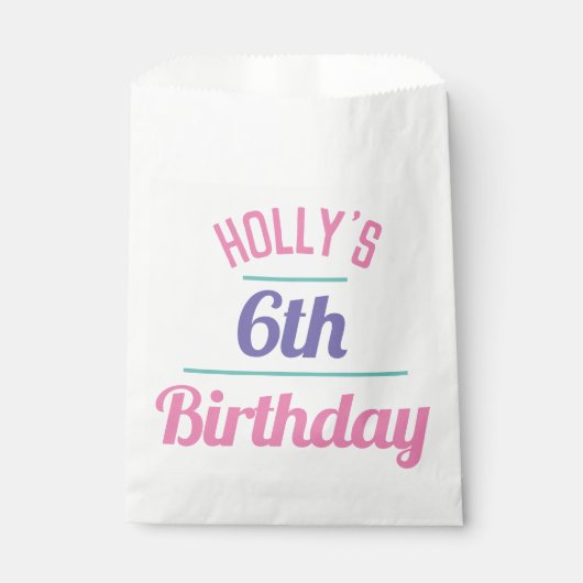 6th Birthday Party Snoep Bag Bedankzakje (Voorkant)