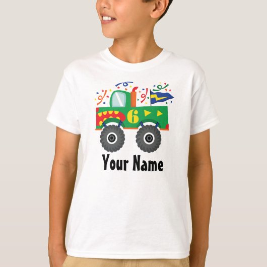 6th Birthday Personalized Monster Truck T-shirt (Voorkant)