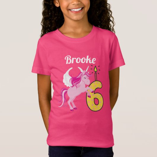 6th Birthday Persoonlijke naam Unicorn Shirt (Voorkant)