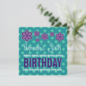 6th Birthday Purple Flowers Polka Dots Custom V11 Kaart (Staand voorkant)