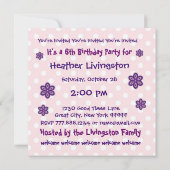 6th Birthday Purple Flowers Polka Dots Custom V11 Kaart (Achterkant)
