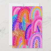 6th Birthday Rainbow Hot Pink Party Invitation Kaart (Achterkant)