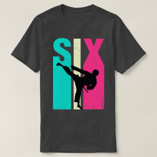 6th Birthday Retro Karate Taekwondo 6 Years Old Bi T-shirt (Design voorkant)