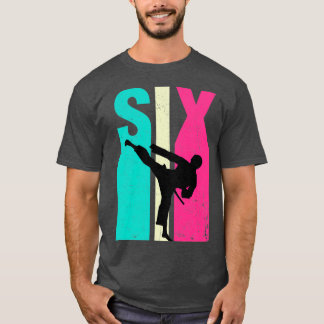 6th Birthday Retro Karate Taekwondo 6 Years Old Bi T-shirt