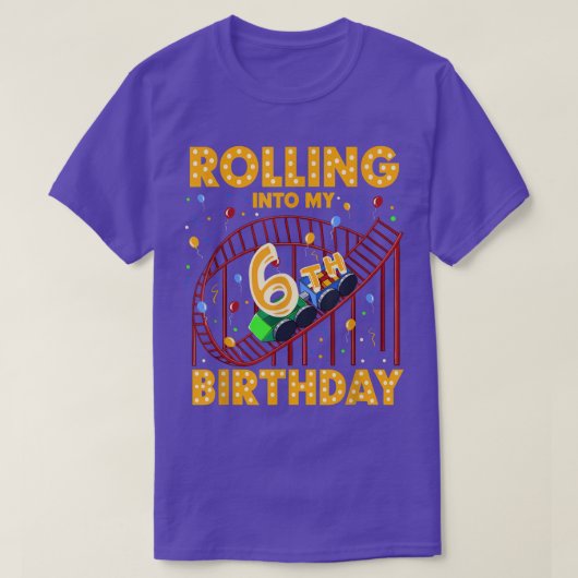 6th Birthday Rollercoaster Amusement Park Boys Gir T-shirt (Design voorkant)