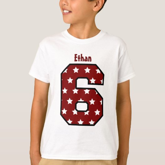 6th Birthday Star Pattern Big Number Name V03A9 T-shirt (Voorkant)