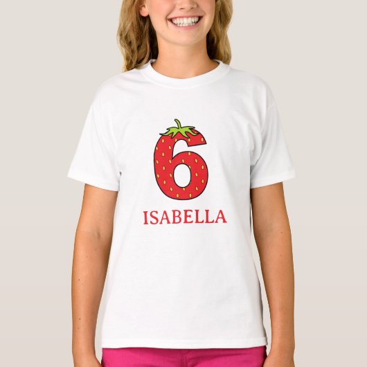 6th Birthday strawberry theme Party  T-shirt (Voorkant)