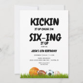 6th Boy's Kickin it Up Birthday Party Invitation Kaart (Voorkant)