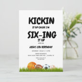 6th Boy's Kickin it Up Birthday Party Invitation Kaart (Staand voorkant)