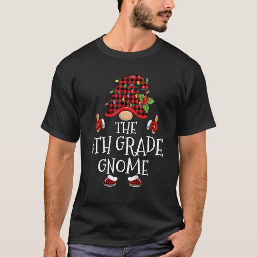 6th Grade Gnome Buffalo Plaid Matching Family Chri T-shirt (Voorkant)