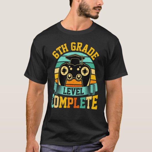 6th Grade Level Complete  Video Gaming Gamer Gradu T-shirt (Voorkant)