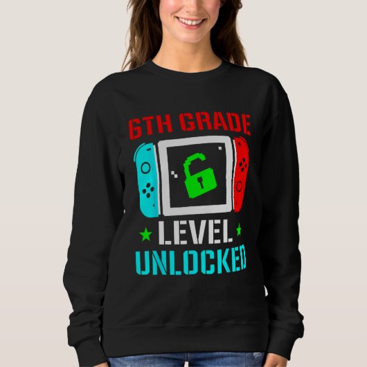 6th Grade Level Unlocked Back To School Gamer Boy Trui (Voorkant)