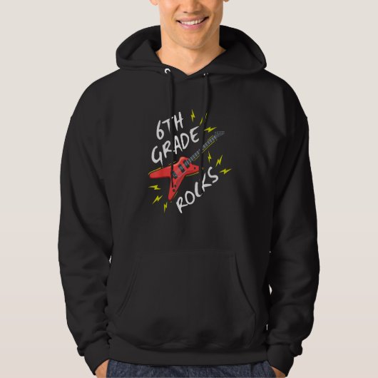 6th Grade Rock Guitar Music Back To School Hoodie (Voorkant)