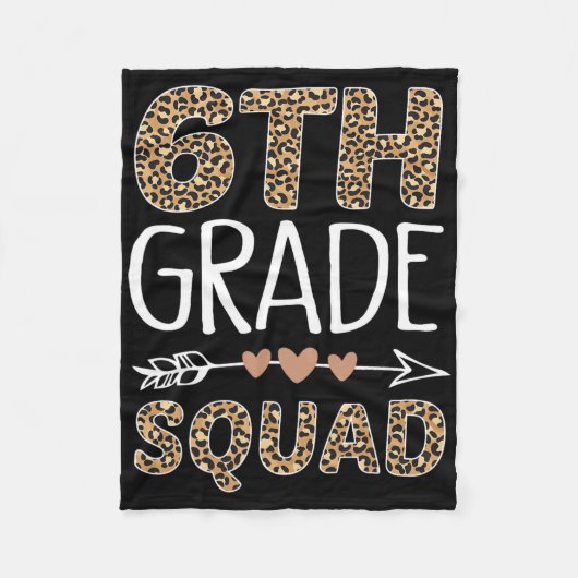 6th Grade Squad Leopard Teacher Student Fleece Deken (Voorkant)