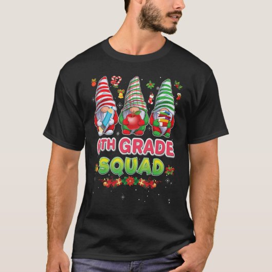 6th Grade Squad Merry Christmas Gnomes Student Swe T-shirt (Voorkant)