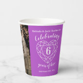 6th Wedding Jubileum overzicht hartfoto Papieren Bekers (Achterkant)
