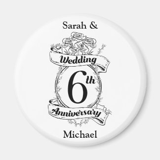 6th Wedding Jubileum Rozen Magneet