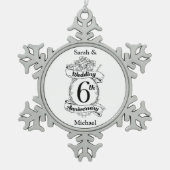 6th Wedding Jubileum Rozen Tin Sneeuwvlok Ornament (Voorkant)
