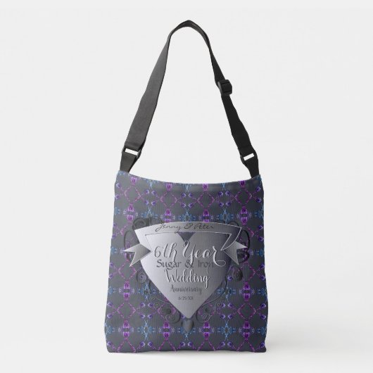 6th Wedding Jubileum Sugar, Iron, Amethyst Crossbody Tas (Voorkant)