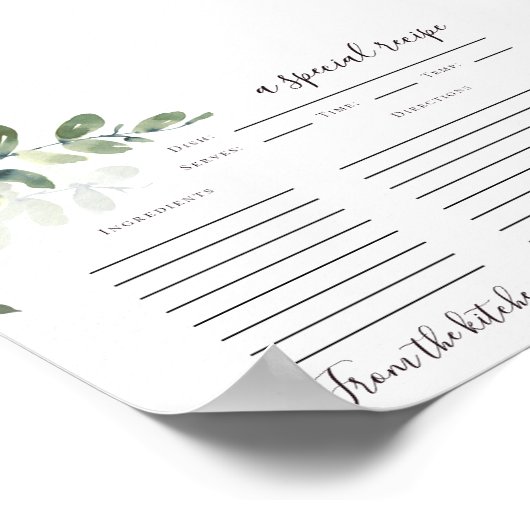 6x4 Eucalyptus Recept Kaart Printable Download Poster (Hoek)
