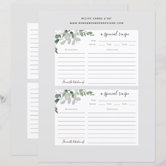 6x4 Eucalyptus Vrijgezellenfeest Recipe Kaart (Voorkant / Achterkant)