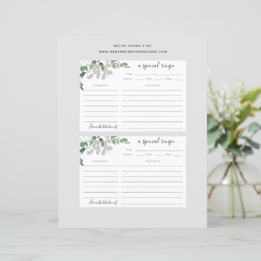 6x4 Eucalyptus Vrijgezellenfeest Recipe Kaart (Staand voorkant)