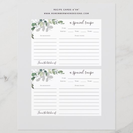 6x4 Eucalyptus Vrijgezellenfeest Recipe Kaart (Voorkant)