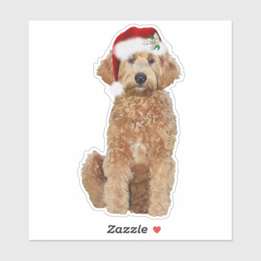 6x6 Custom-Cut Kerst sticker van golden doodle (Vel)