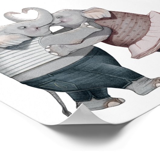 6x6 Elephants in Love Print (Hoek)