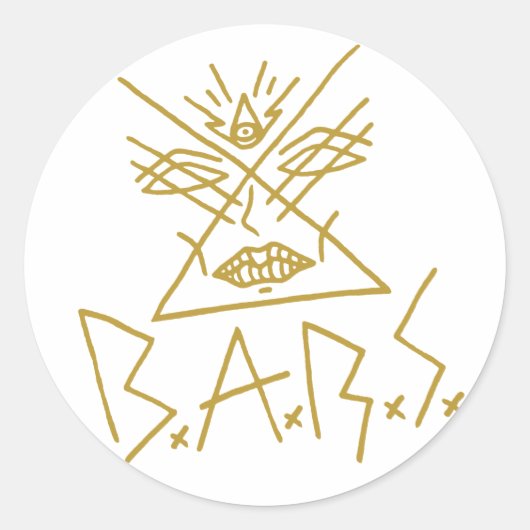 6x B.A.R.S. Gold Face Sticker 3" (Voorkant)
