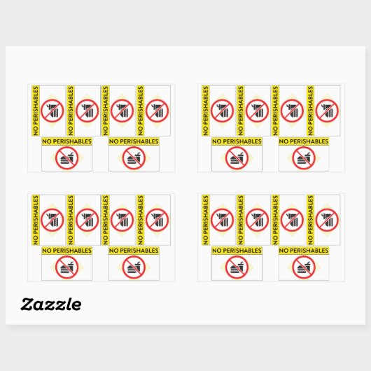 6x "Geen bederfelijke stickers" Rechthoekige Sticker (Vel)