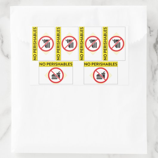 6x "Geen bederfelijke stickers" Rechthoekige Sticker (Tas)