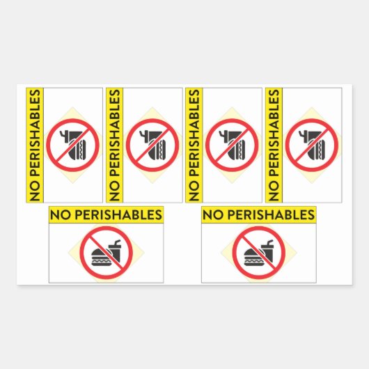 6x "Geen bederfelijke stickers" Rechthoekige Sticker (Voorkant)