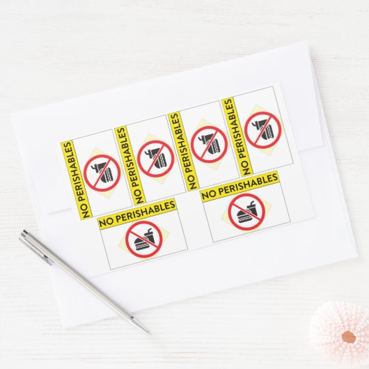 6x "Geen bederfelijke stickers" Rechthoekige Sticker (Envelop)