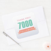 7000 volgers Bedankt-social media dankbaarheid Vierkante Sticker (Envelop)