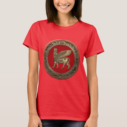 [700] Assyrian Winged Bull - Gold Lamassu T-shirt (Voorkant)